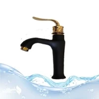 شیر روشویی مدل بامبو قاجاری مشکی طلا