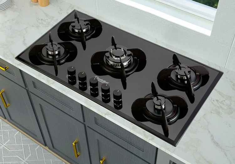 اجاق گاز صفحه شیشه ای نگین الماس کد GA05 ابعاد 52×89