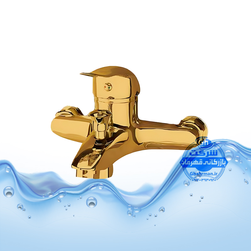 شیر حمام طلایی برند آیدا صنعت مدل اردکی | بدنه تمام‌برنج | آبکاری طلایی براق | طراحی لوکس