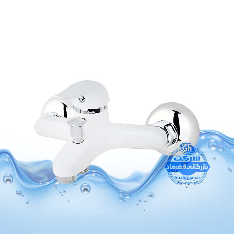 شیر حمام سفید کروم برند آیدا صنعت مدل اردکی | بدنه تمام‌برنج | آبکاری سفید کروم براق | طراحی لوکس