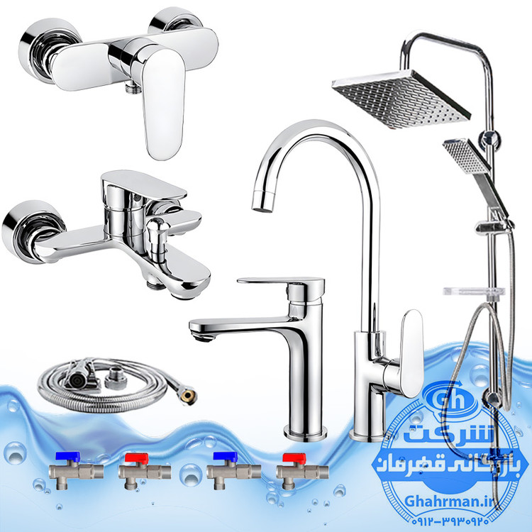 ست ۱۰ عددی شیرآلات برند آیدا صنعت مدل ونتو | شیر ظرفشویی + شیر روشویی + شیر حمام + شیر توالت + علم دوش یونیورست رسوبگیر + شلنگ توالت + چهار عدد شیر پیسوار | کروم براق ( استیل براق )