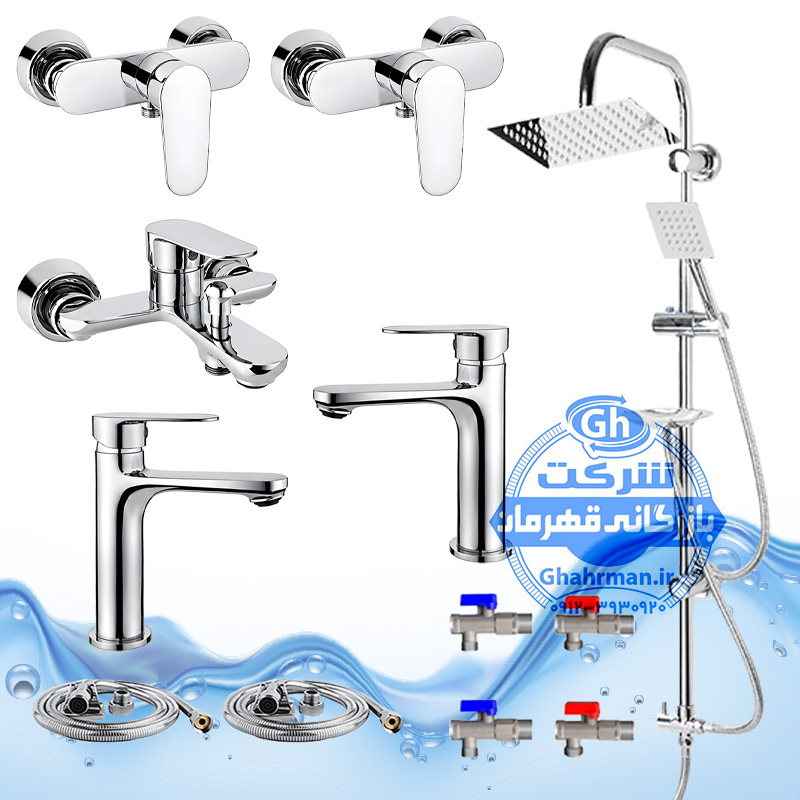 ست ۱۲ عددی شیرآلات برند آیدا صنعت مدل ونتو | دو عدد شیر روشویی + شیر حمام + شیر توالت + علم دوش صفحه استیل + دو عدد شلنگ توالت + چهار عدد شیر پیسوار | کروم براق ( استیل براق )